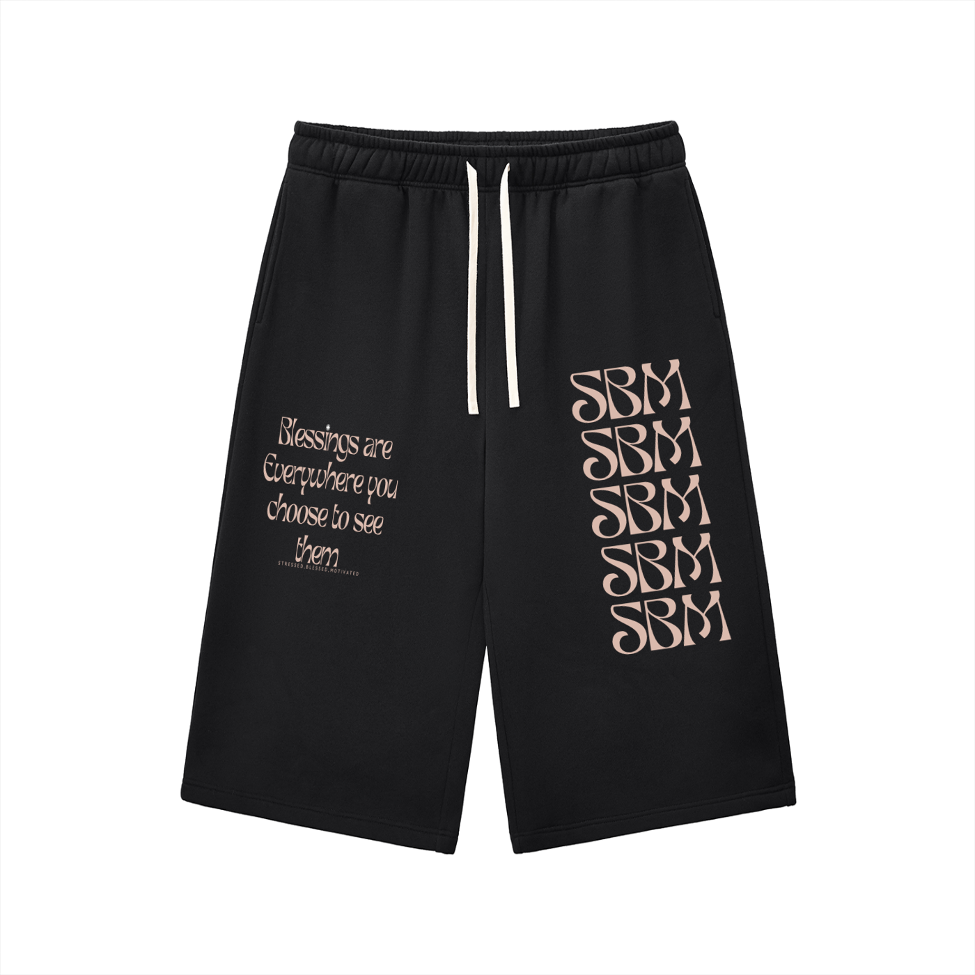 SBM 3/4 Sweatpants,SBM Season 1,Stressed Blessed Motivated,Street Lifestyle,Relaxed Fit,Street Bottoms,Motivation Apparel