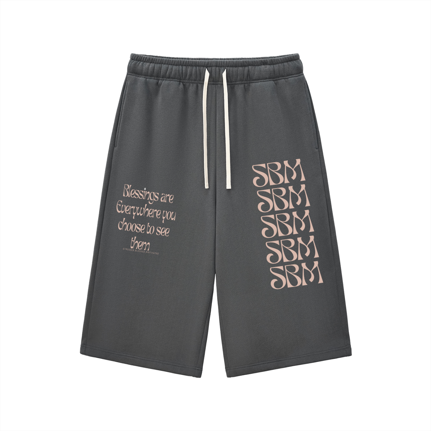 SBM 3/4 Sweatpants,SBM Season 1,Stressed Blessed Motivated,Street Lifestyle,Relaxed Fit,Street Bottoms,Motivation Apparel