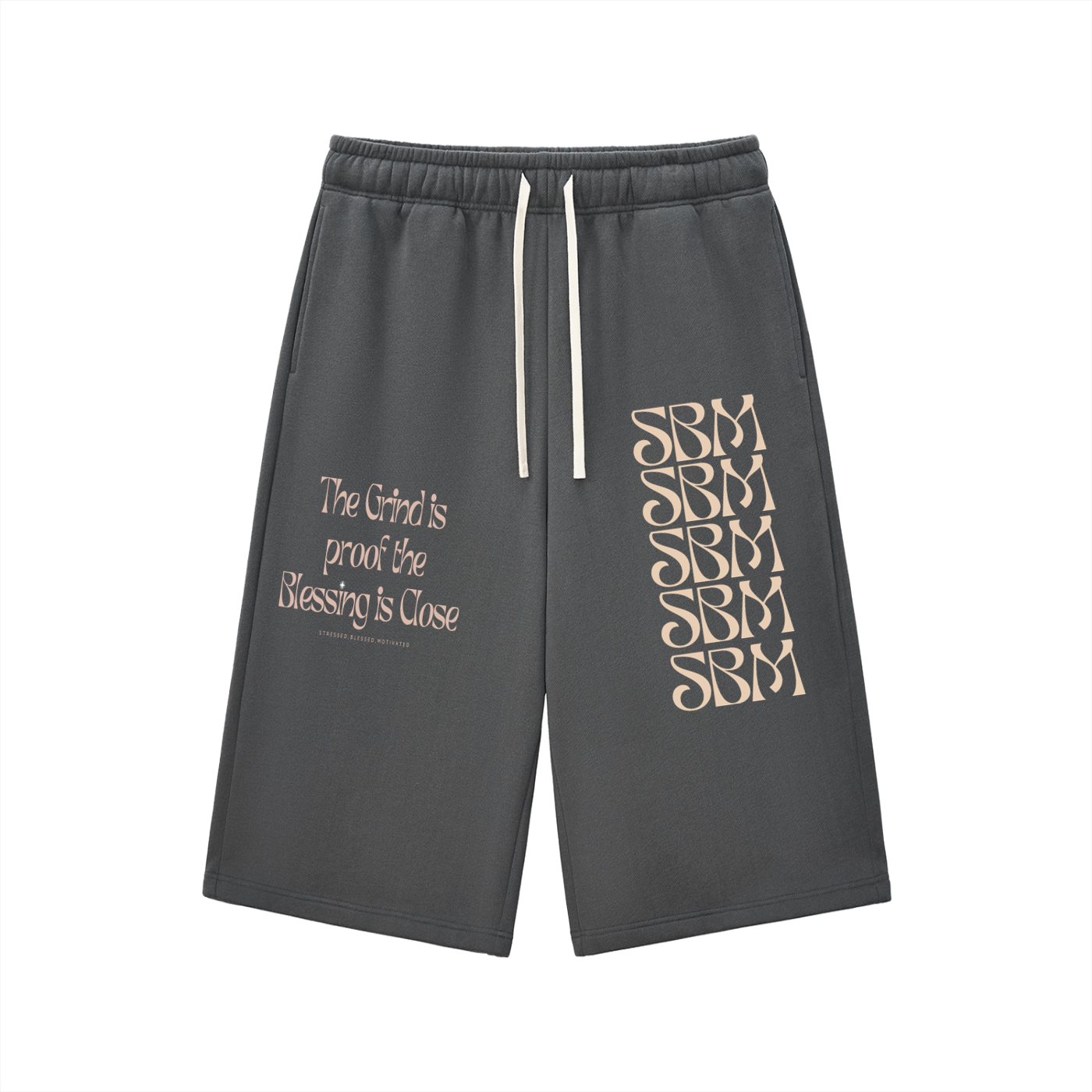 SBM 3/4 sweatpants,SBM Season 1,Stressed Blessed Motivated,Relaxed Fit,Mindset Wear,Street Lifestyle,Motivation Apparel